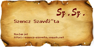 Szencz Szavéta névjegykártya